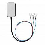 A front on view of the VirCru Shore Power Sensor with three battery connectors